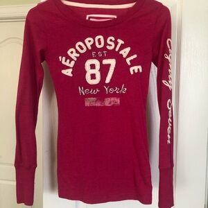 Aeropostale Burgundy Long Sleeve Tee Size XS